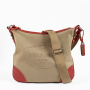 shop authentic Prada Logo Jacquard Messenger Bag on www.labellov.com