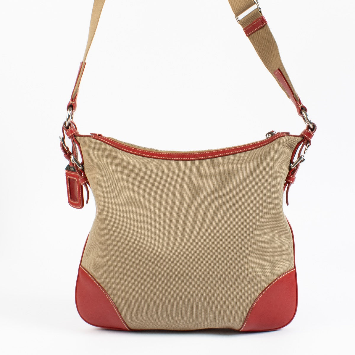 shop authentic Prada Logo Jacquard Messenger Bag on www.labellov.com