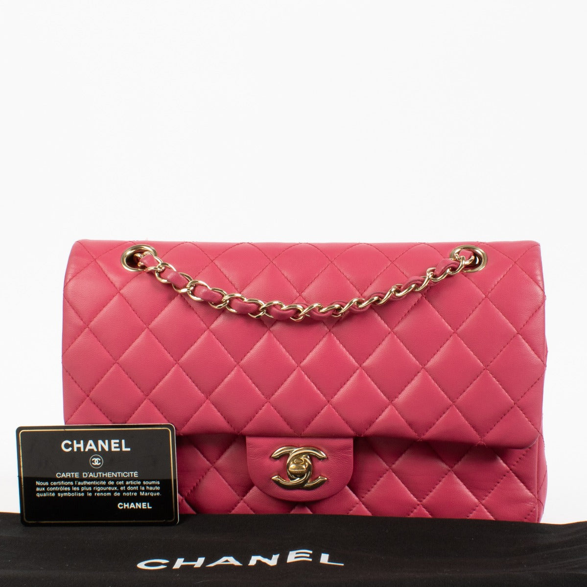 shop 100ù authentic second hand Chanel Pink Lambskin Medium Classic 11.12 Bag on Labellov.com