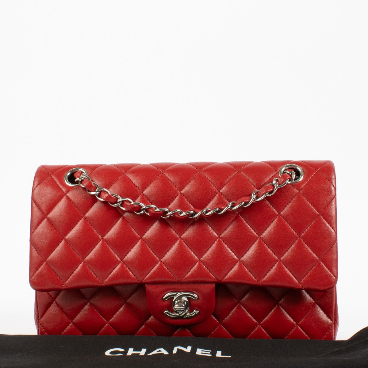 shop 100% authentic second hand Chanel Red Lambskin Medium Classic 11.12 Bag on Labellov.com
