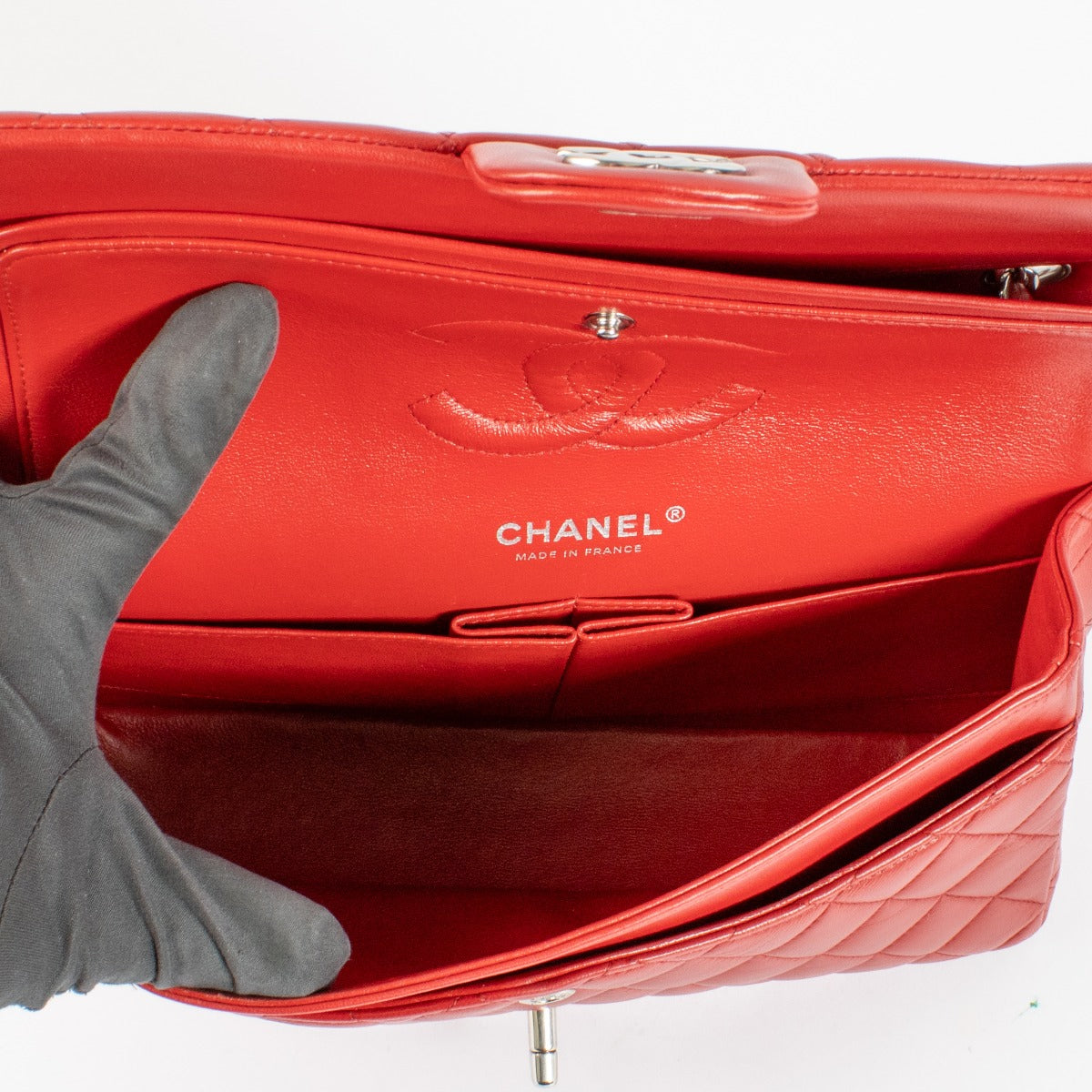 Sac Chanel Classic 11.12 moyen en agneau plongé rouge