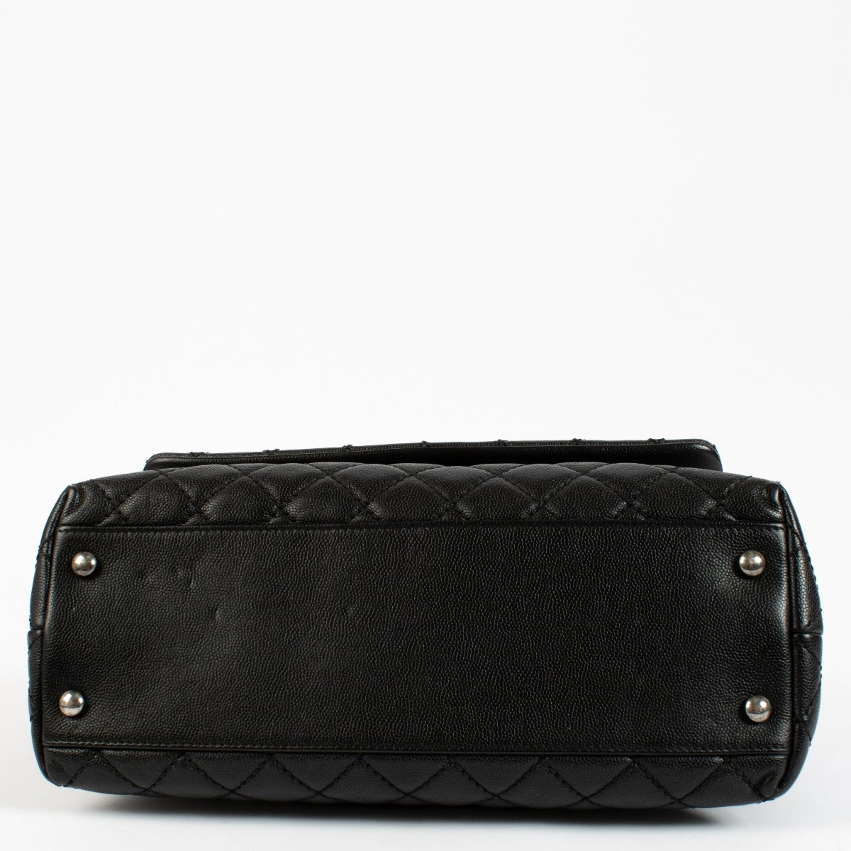 Chanel Black Caviar/Lizard Large Coco Handle Bag