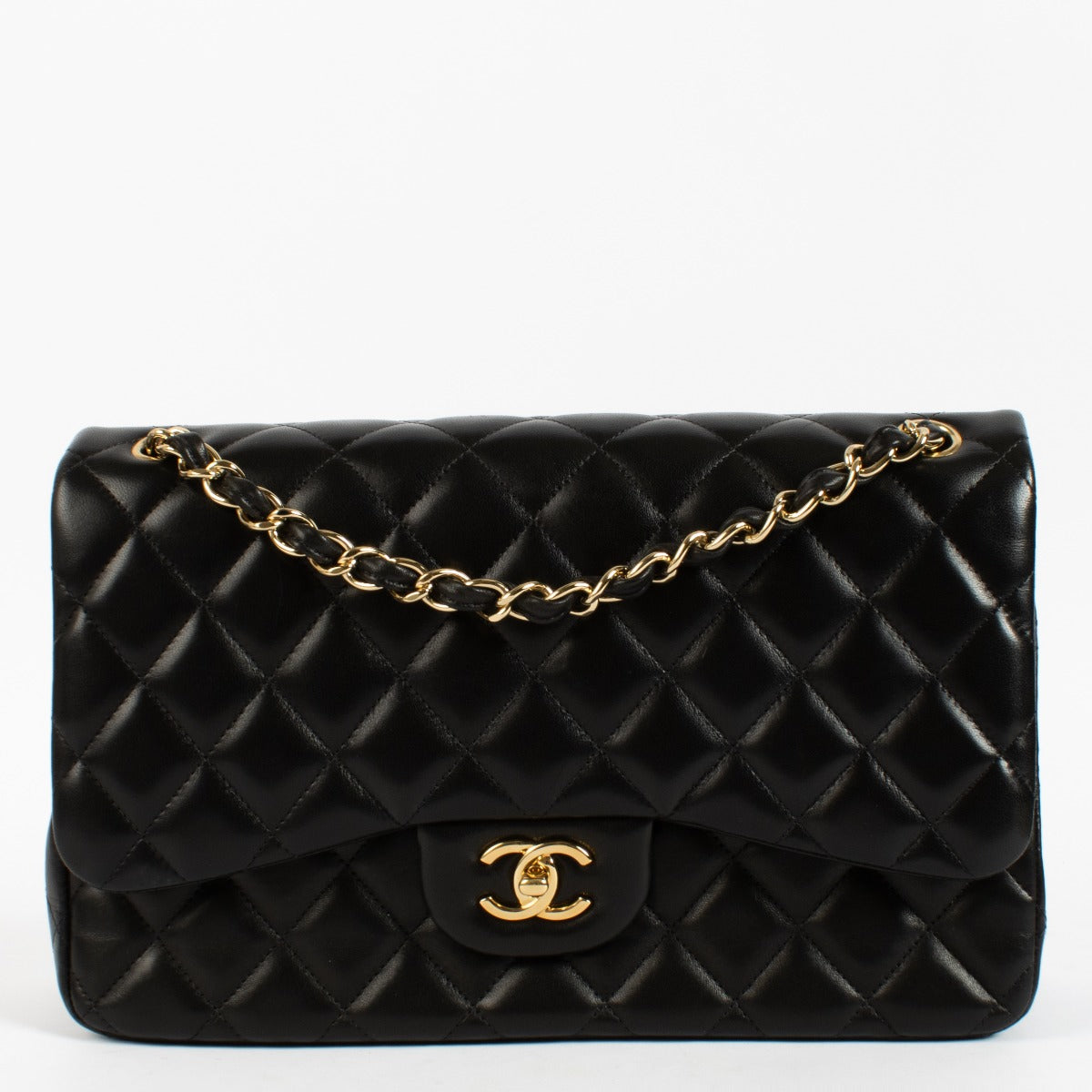 Chanel Black Lambskin Large Classic Handbag