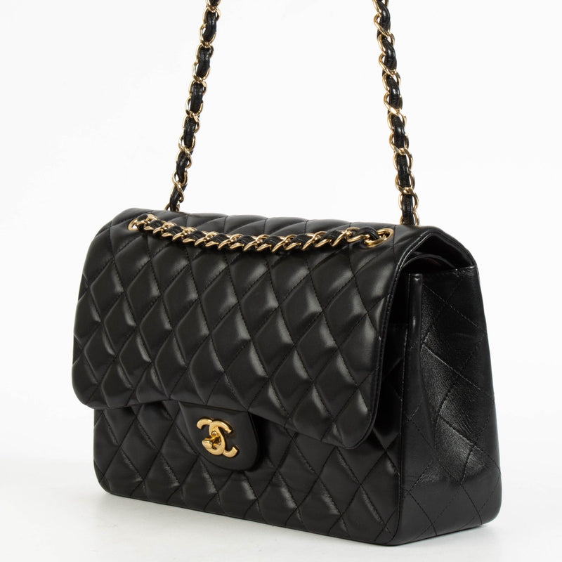 shop 100% authentic second hand Chanel Black Lambskin Large/Jumbo Classic Flap Bag on Labellov.com
