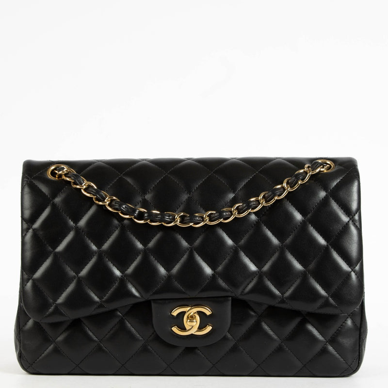 Chanel Black Lambskin Large/Jumbo Classic Bag