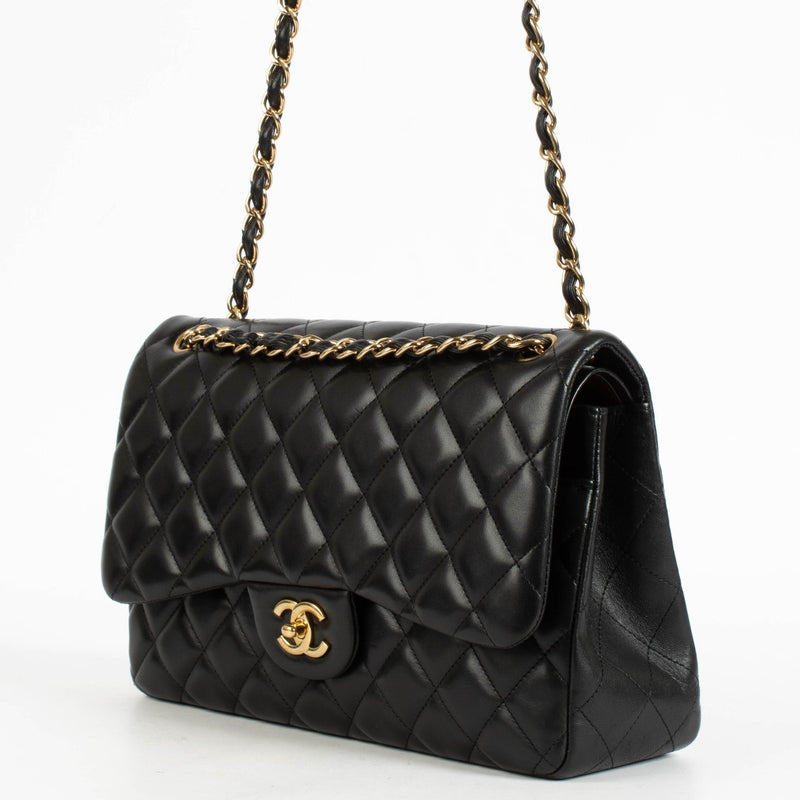 Chanel Black Lambskin Large/Jumbo Classic Bag