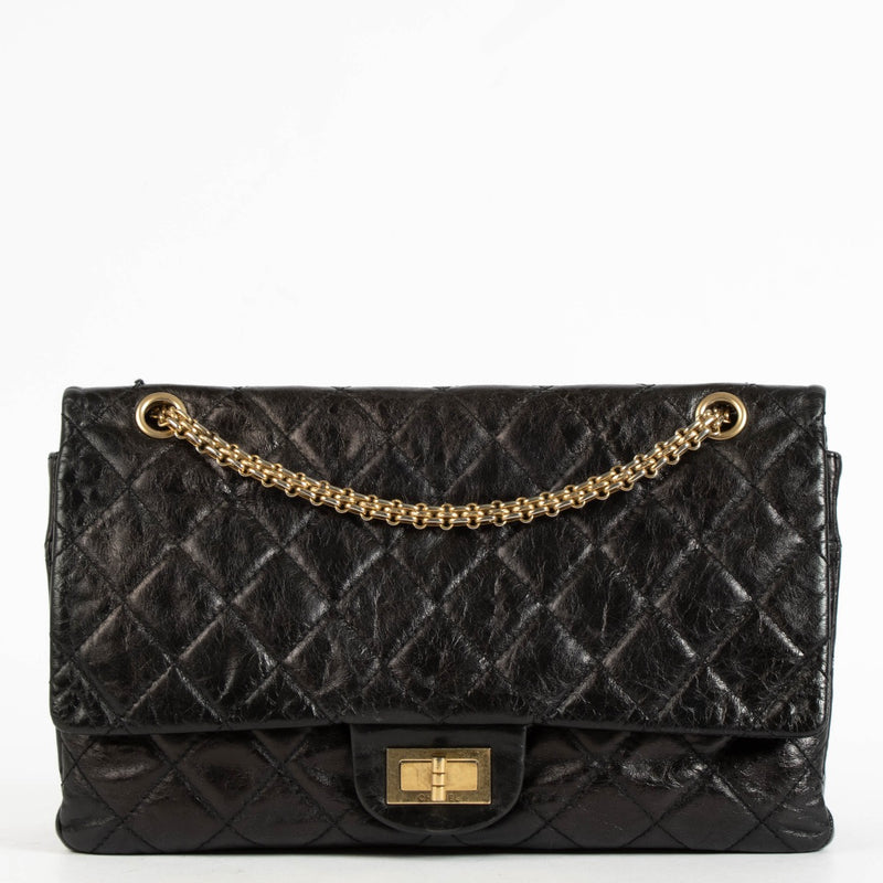 authentic preloved Chanel Black Aged Calfskin Maxi Reissue 2.55 Bag on Labellov.com