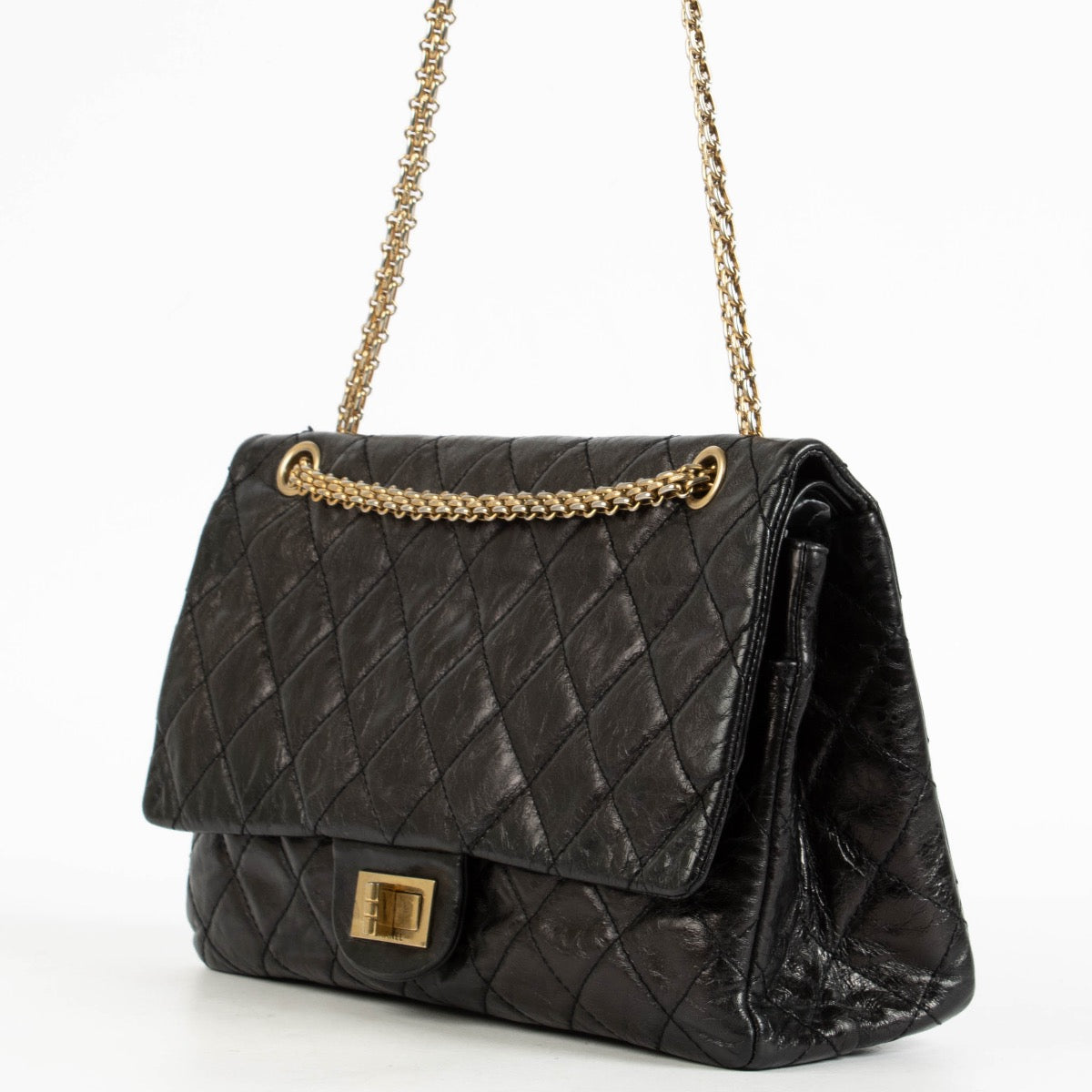 authentic preloved Chanel Black Aged Calfskin Maxi Reissue 2.55 Bag on Labellov.com
