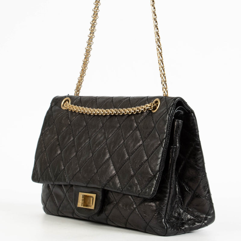 authentic preloved Chanel Black Aged Calfskin Maxi Reissue 2.55 Bag on Labellov.com