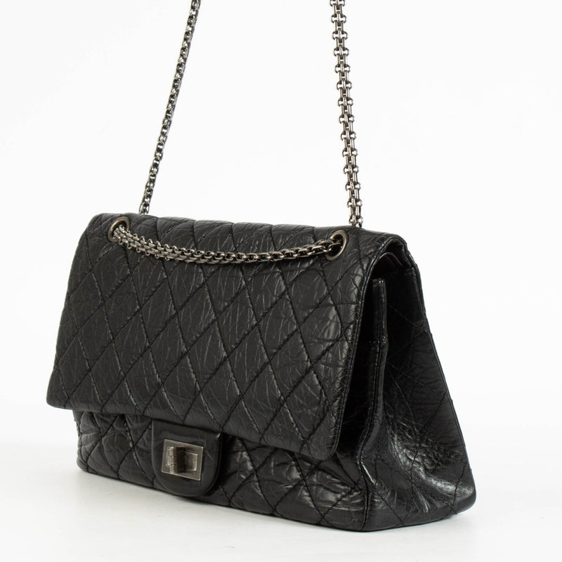 Chanel Black Aged Calfskin Maxi Reissue 2.55 Bag