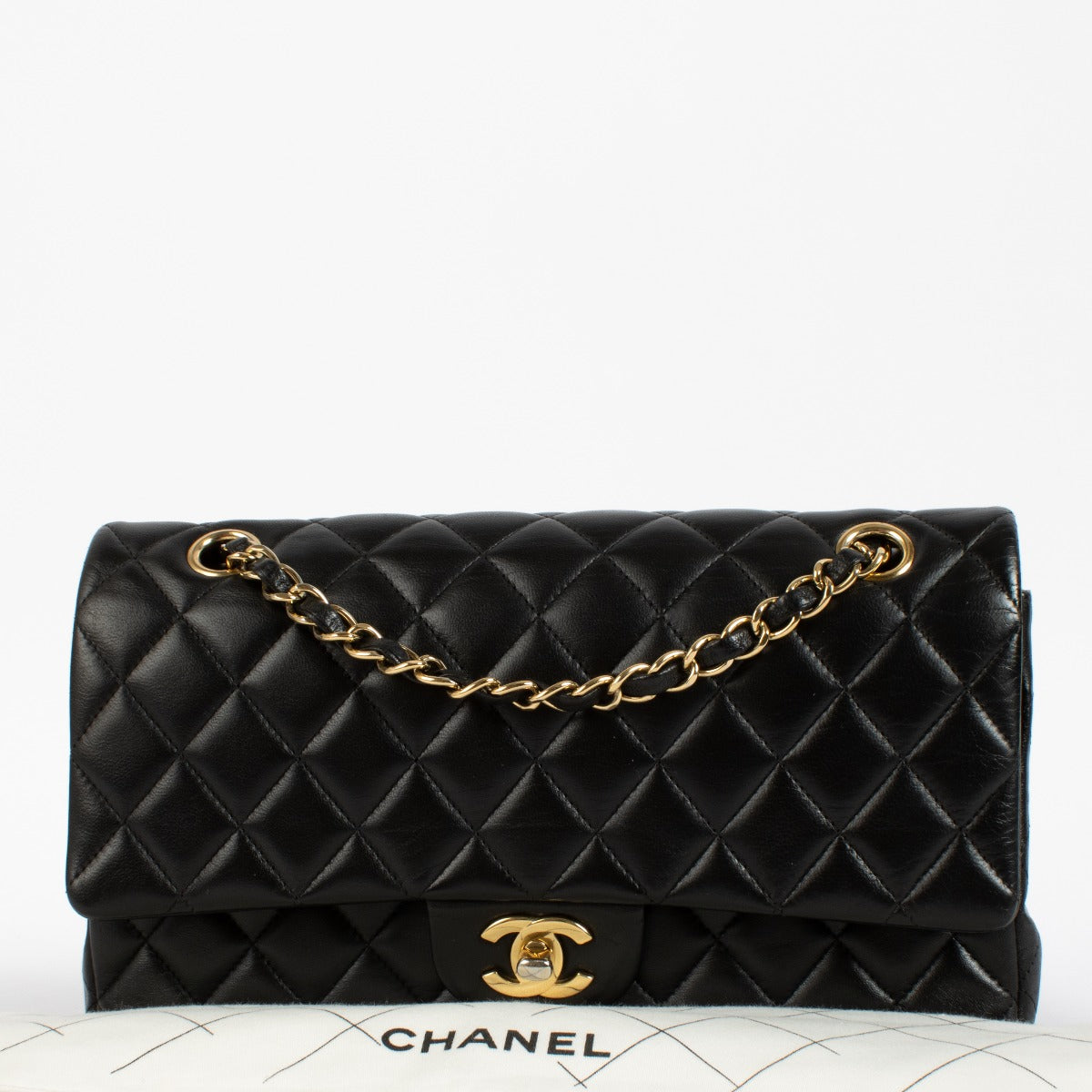 shop 100% authentic second hand Chanel Black Lambskin Medium Classic 11.12 Bag on Labellov.com