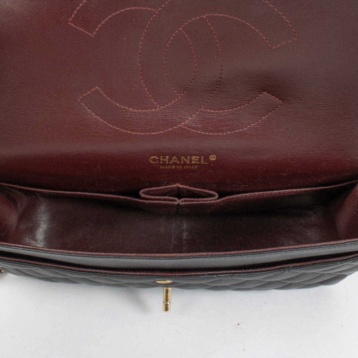 Authentic pre-loved Chanel Classic Large / Jumbo Black Lambskin Flap Bag on Labellov.com