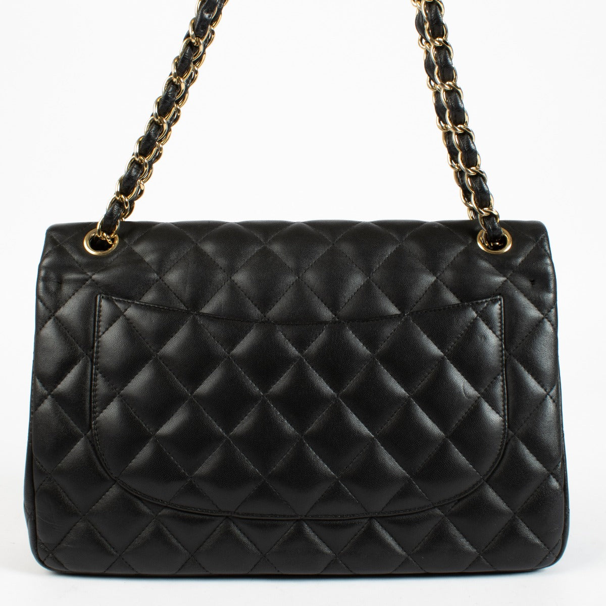 Authentic pre-loved Chanel Classic Large / Jumbo Black Lambskin Flap Bag on Labellov.com