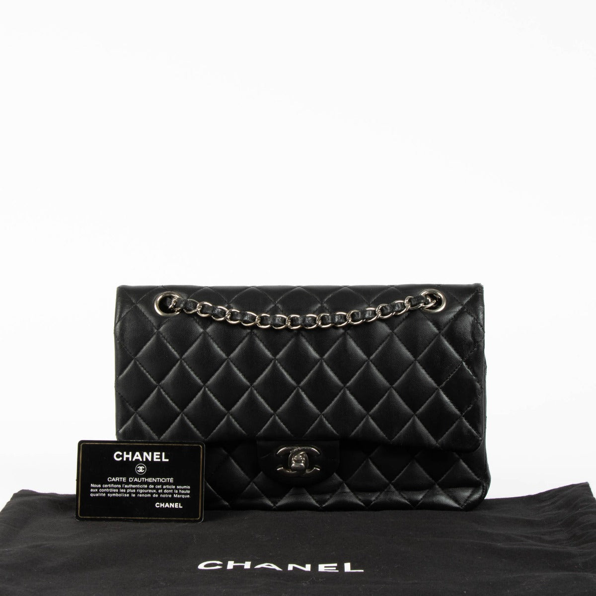 Chanel Classic Flap 11.12 medium black lambskin quilted bag