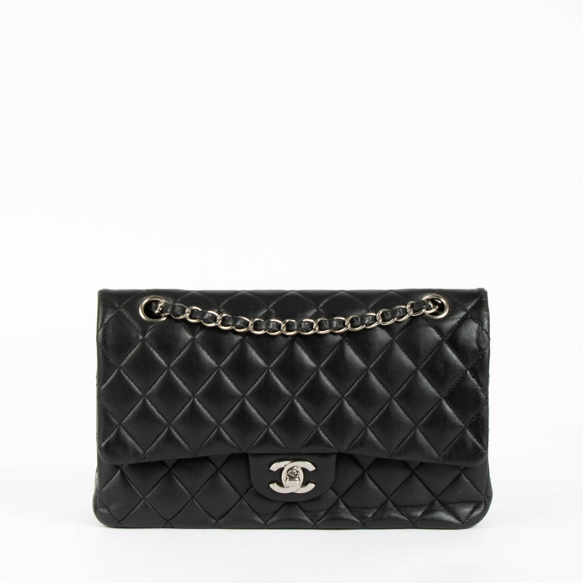 Chanel Black Lambskin Medium Classic Flap 11.12 Bag – Labellov