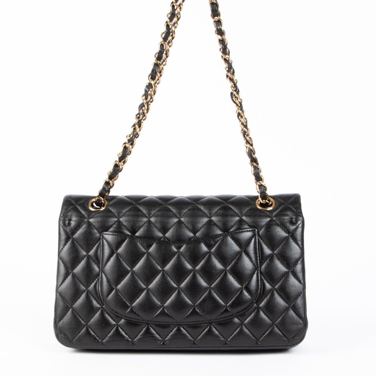 Shop safe online at Labellov in Antwerp, Brussels and Knokke this 100% authentic second hand Chanel Black Lambskin Medium Classic Flap 11.12 Bag