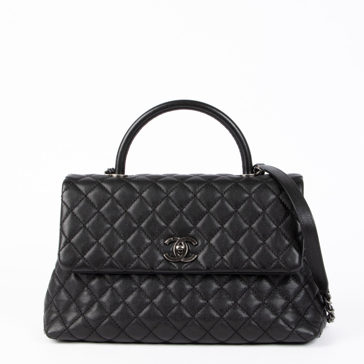 Authentic pre-loved Chanel Black Maxi Coco Handle Bag on Labellov.com