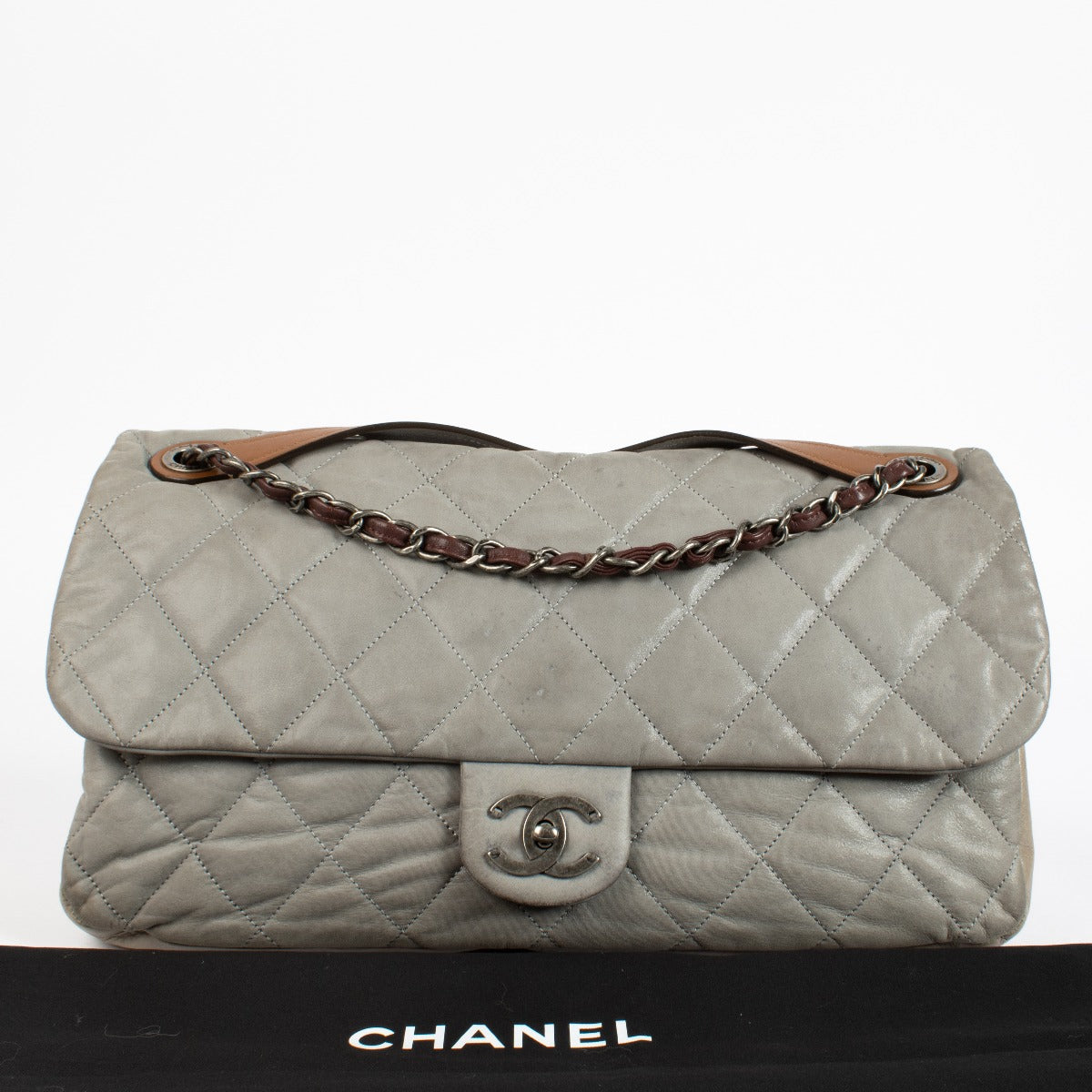 Authentic pre-loved Chanel Grey Large In-the-Mix Flap Bag on Labellov.com