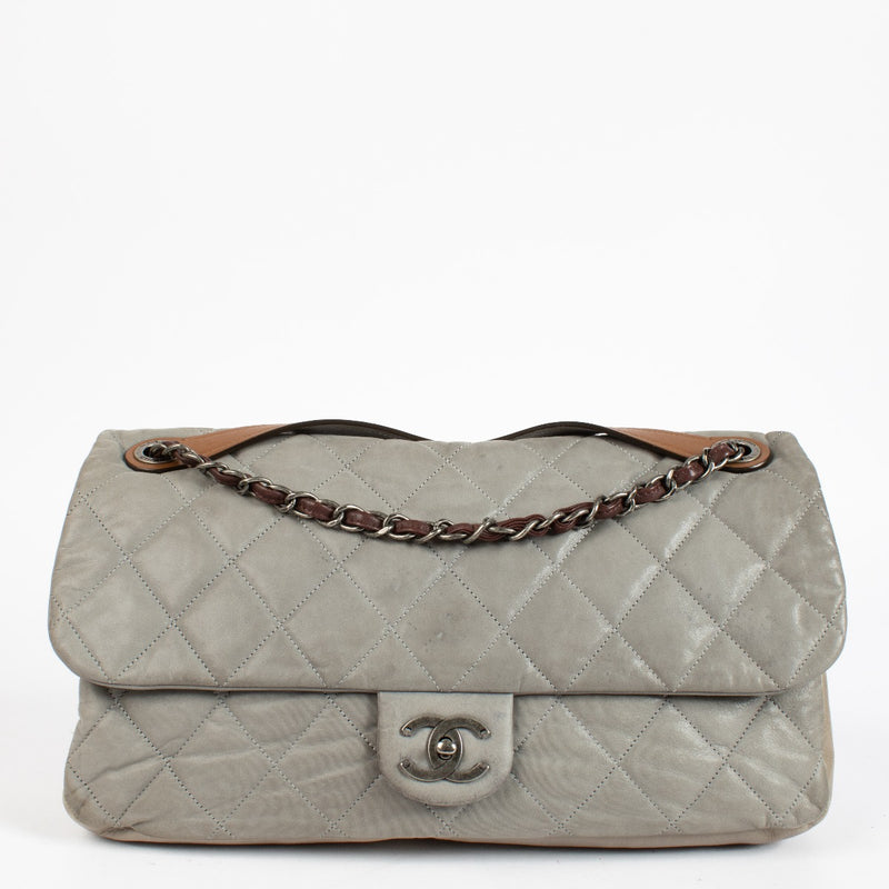 Authentic pre-loved Chanel Grey Large In-the-Mix Flap Bag on Labellov.com