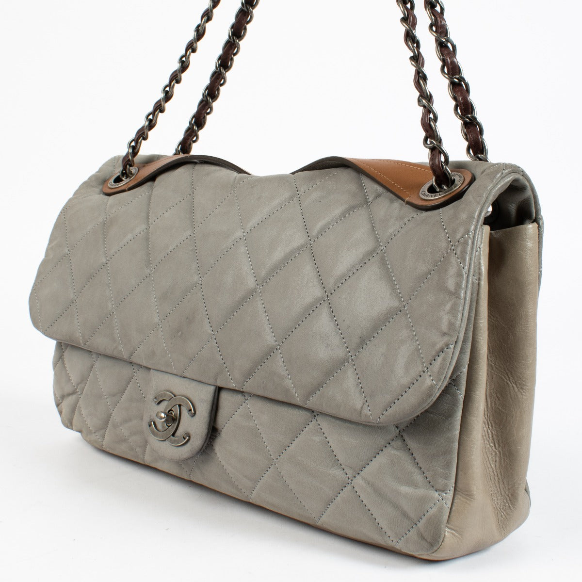 Authentic pre-loved Chanel Grey Large In-the-Mix Flap Bag on Labellov.com