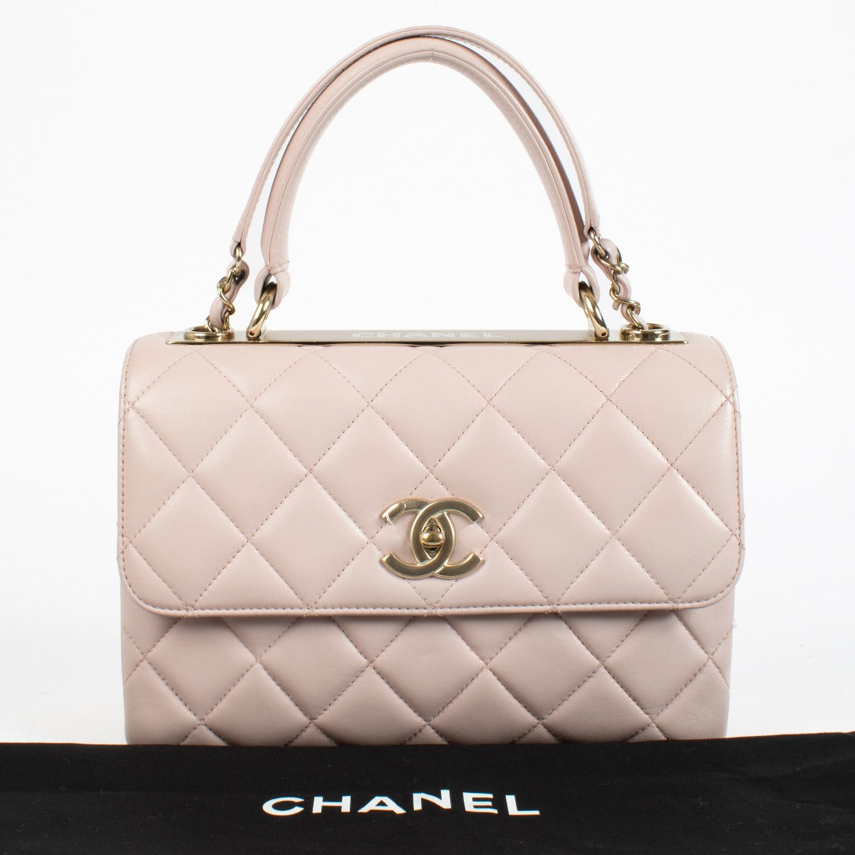 Authentic pre-loved Chanel Pink Lambskin Small Trendy CC Bag on Labellov.com