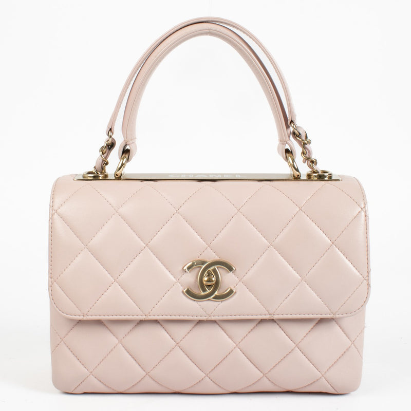 Authentic pre-loved Chanel Pink Lambskin Small Trendy CC Bag on Labellov.com