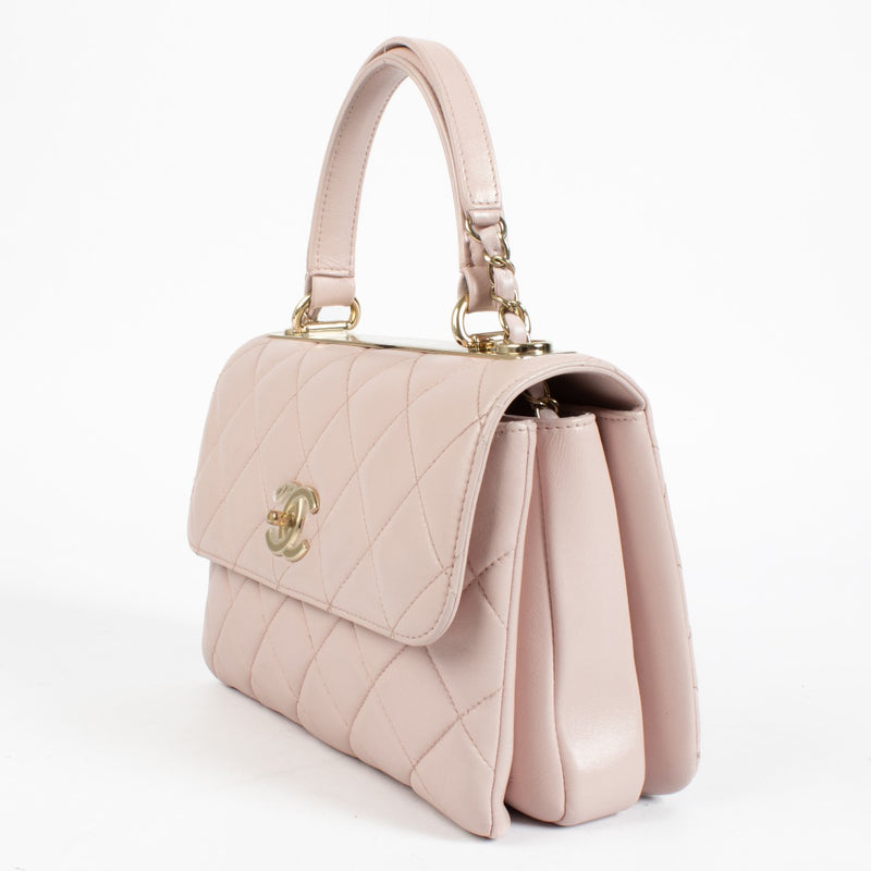 Authentic pre-loved Chanel Pink Lambskin Small Trendy CC Bag on Labellov.com