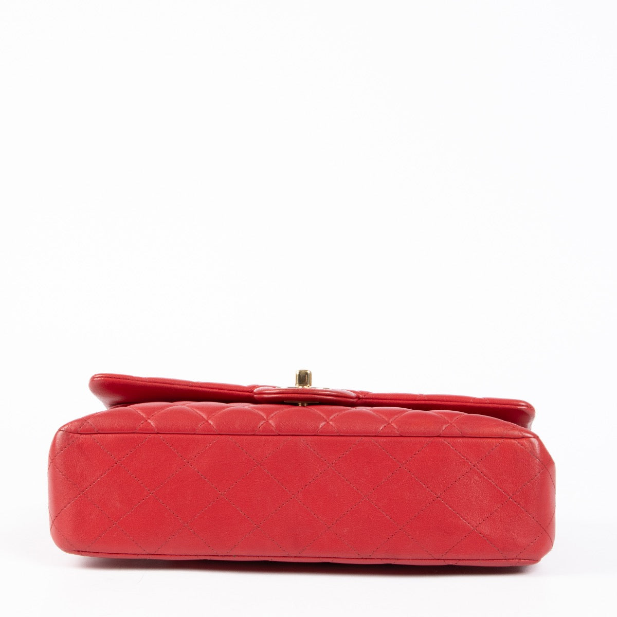 Authentic pre-loved Chanel Red Lambskin Medium 11.12 Classic Flap Bag on Labellov.com