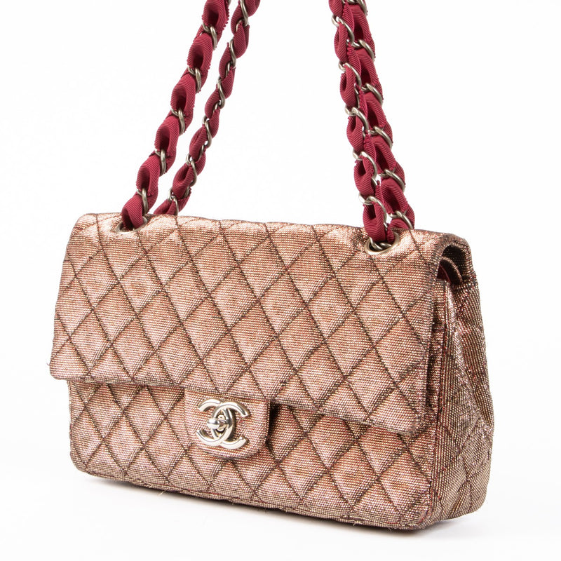Authentic pre-loved Chanel Gold Lurex Medium Classic Flap Bag on Labellov.com