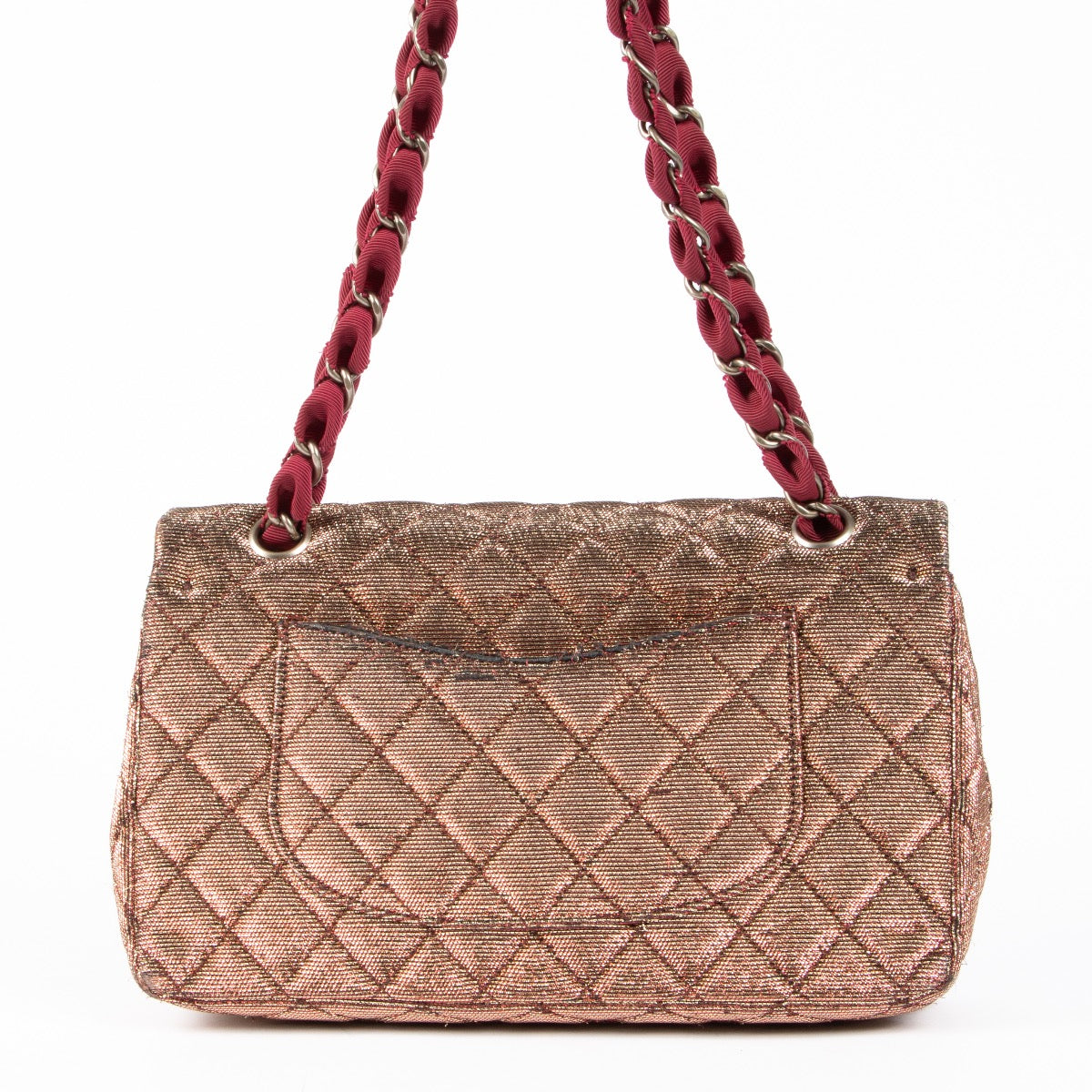 Authentic pre-loved Chanel Gold Lurex Medium Classic Flap Bag on Labellov.com