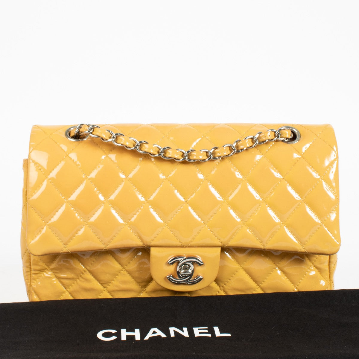 authentic preloved Classic Yellow Patent Medium Classic Flap Bag on Labellov.com