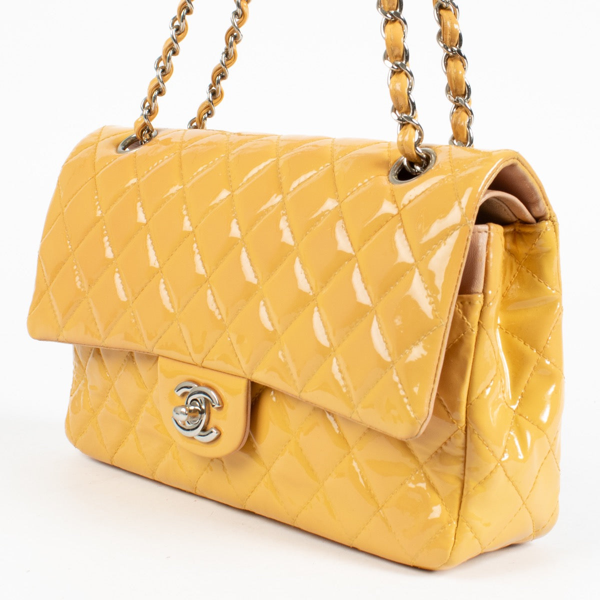 authentic preloved Classic Yellow Patent Medium Classic Flap Bag on Labellov.com