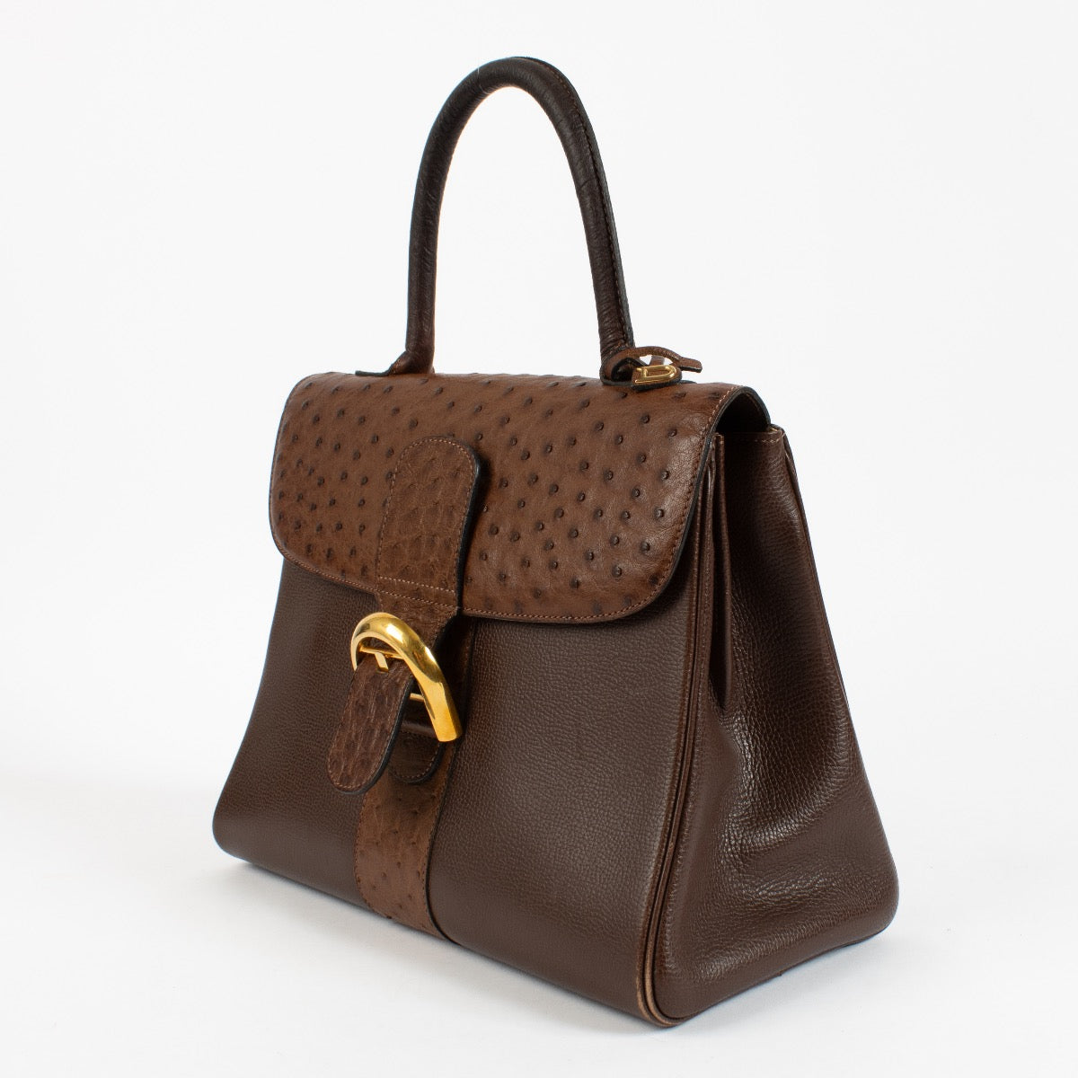 Delvaux Brillant MM en autruche marron/Galop