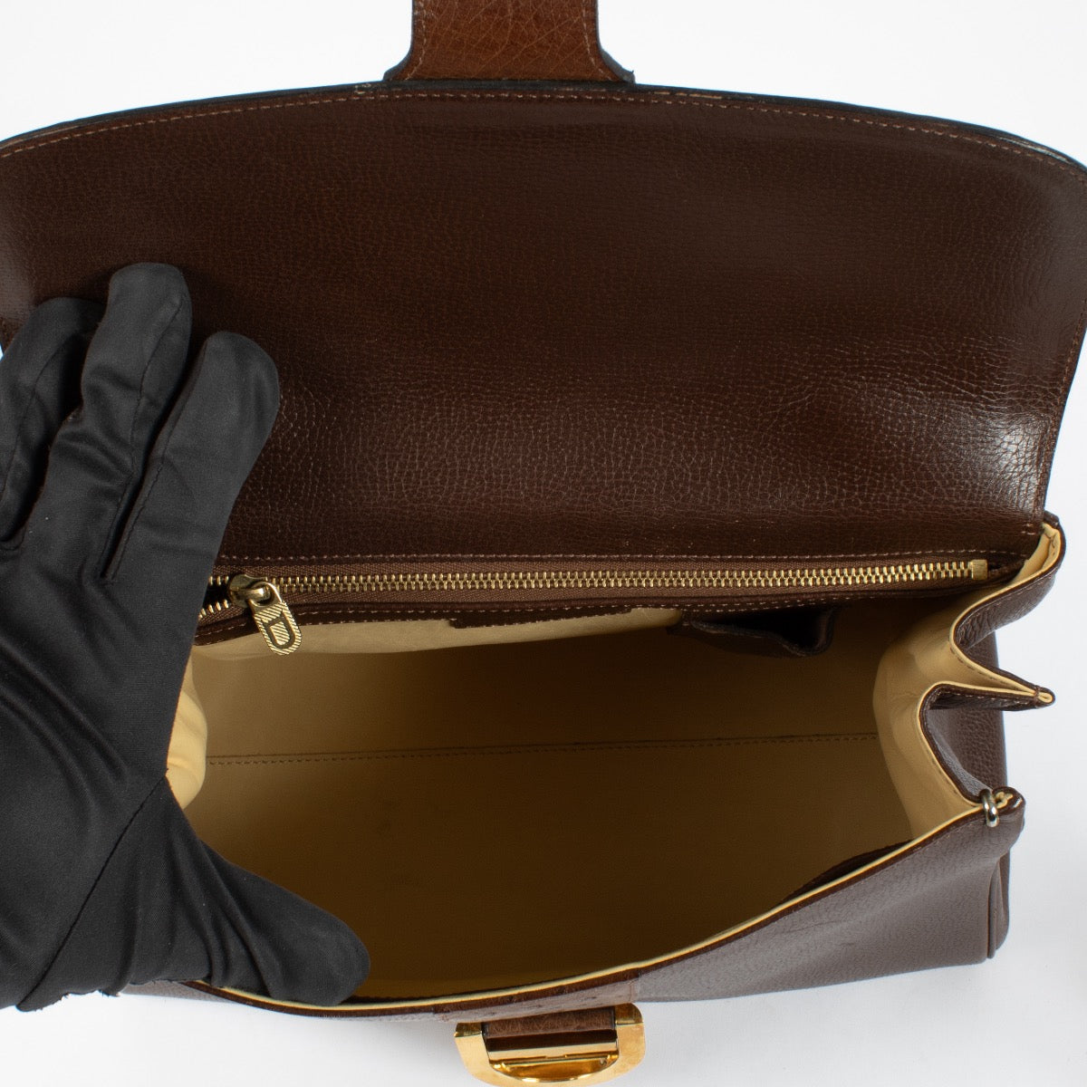 Delvaux Brillant MM en autruche marron/Galop