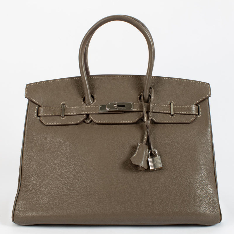 Authentic second hand vintage Hermès Birkin 35 Etoupe Togo PHW