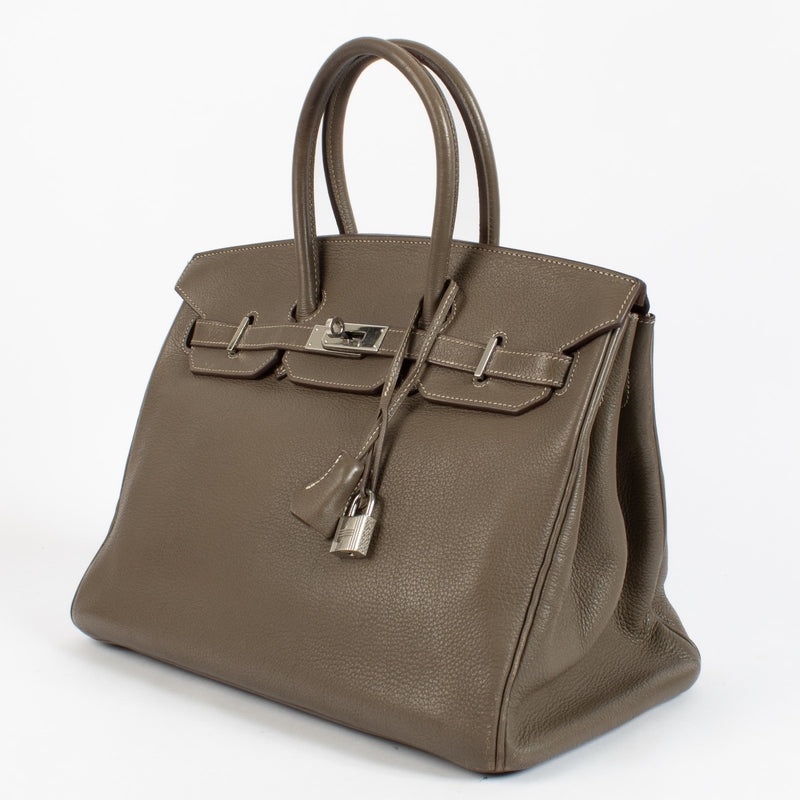 Authentic second hand vintage Hermès Birkin 35 Etoupe Togo PHW