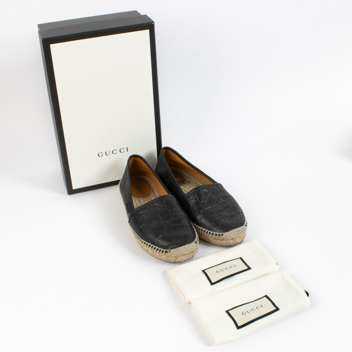 shop 100% authentic second hand Gucci Black Leather Espadrille - Size 38 on Labellov.com