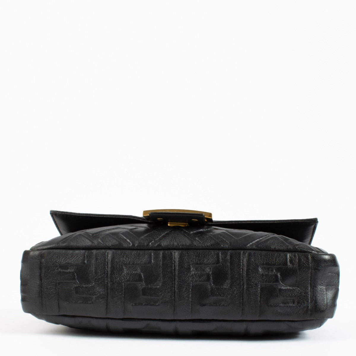 Fendi Black FF Embossed Leather Baguette Bag