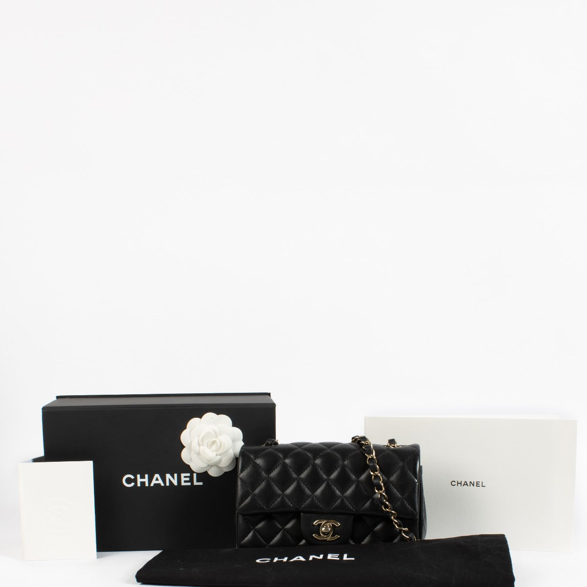 Chanel Black Lambskin Mini Classic Handbag