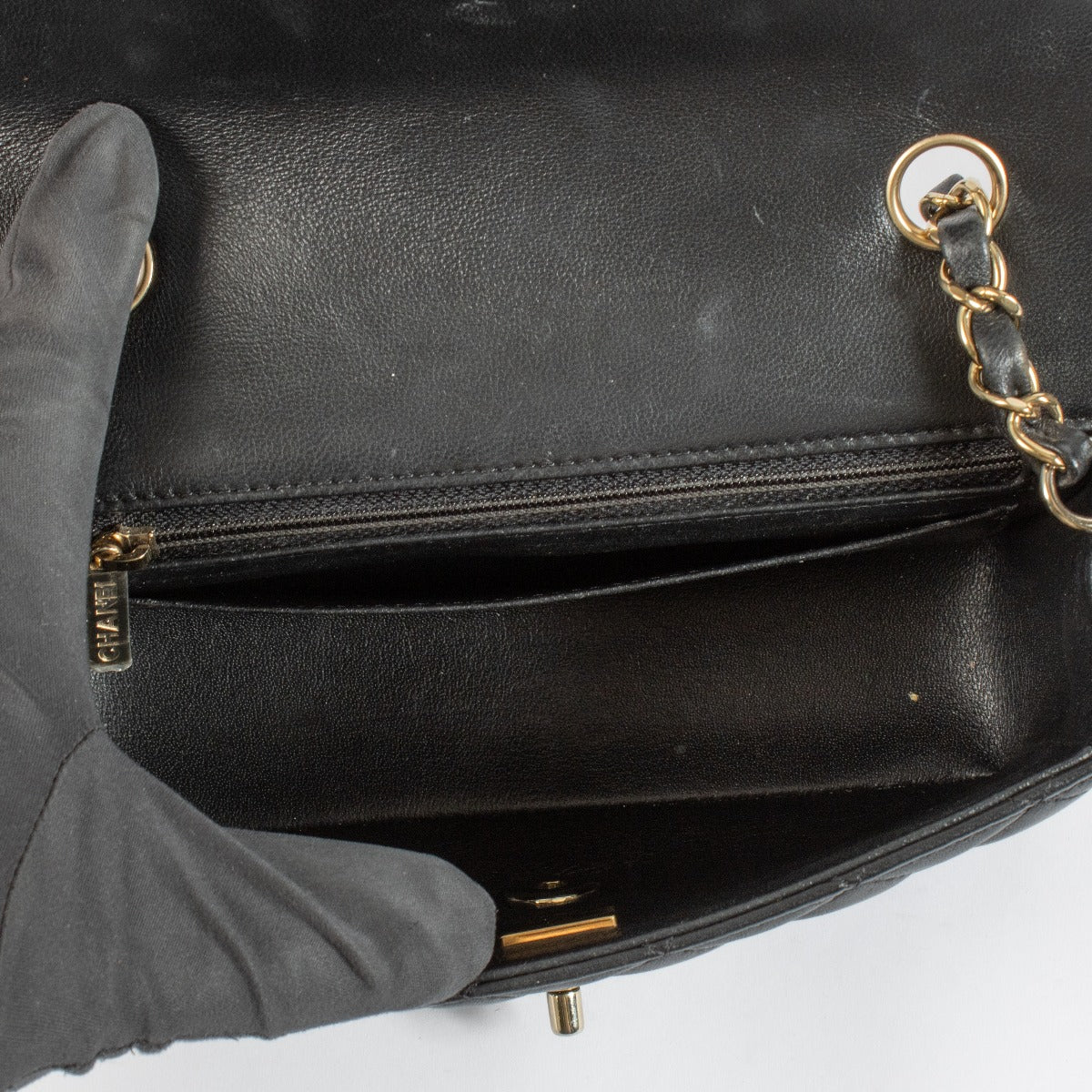 Chanel Black Lambskin Mini Classic Handbag