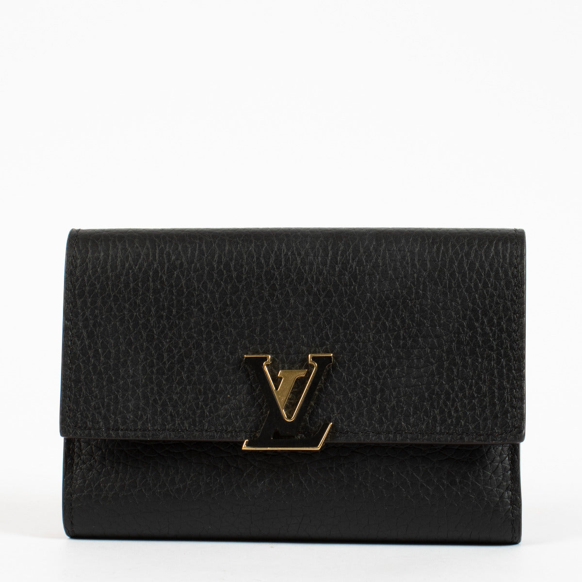 Elegance meets everyday functionality with the Louis Vuitton Capucines Wallet in timeless black. Inspired by the iconic Capucines handbag, this sophisticated wallet is crafted from full-grain Taurillon leather—soft yet durable—exuding quiet luxury and exc