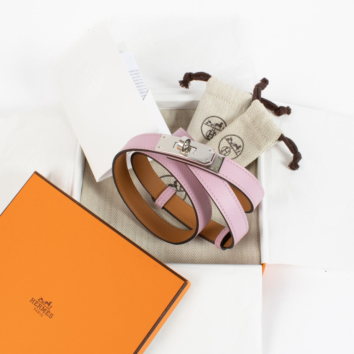 Authentic Hermès Kelly 18 Belt Epsom Mauve Sylvestre on Labellov.com