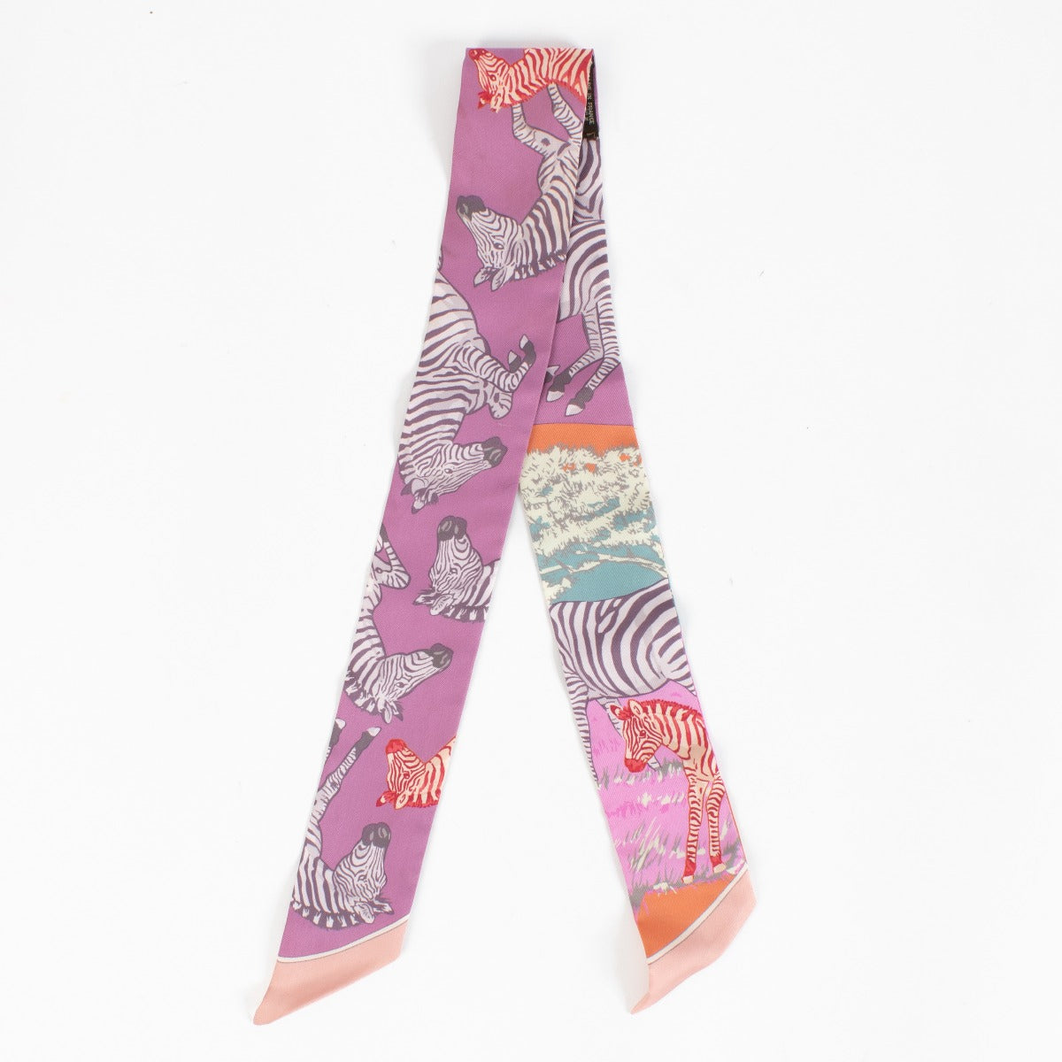 Authentic Hermès Twilly Scarf Les Zèbres on Labellov.com