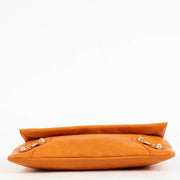 authentic preloved Balenciaga Orange Lambskin Motocross Giant Clutch on Labellov.com