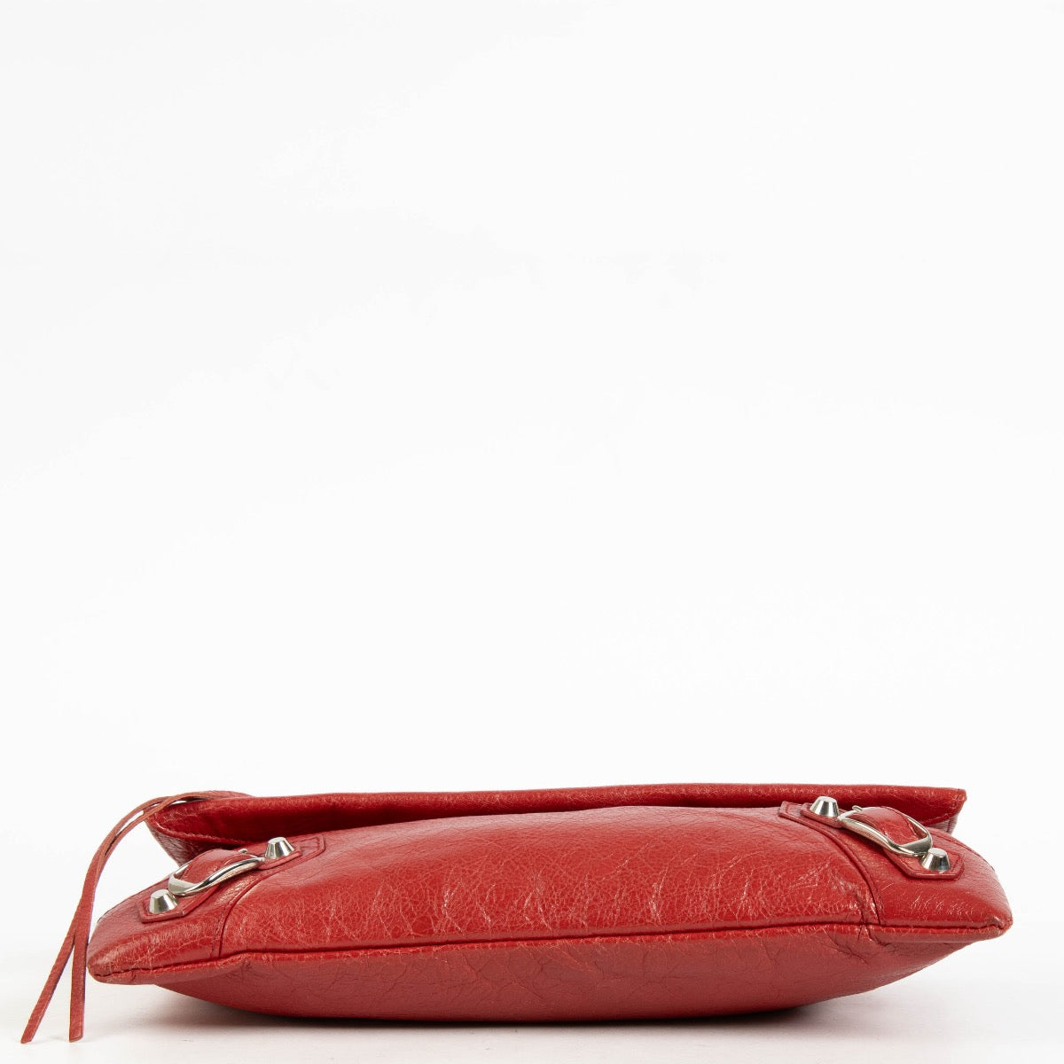 authentic preloved Balenciaga Red Lambskin Motorcross Classic Clutch on Labellov.com