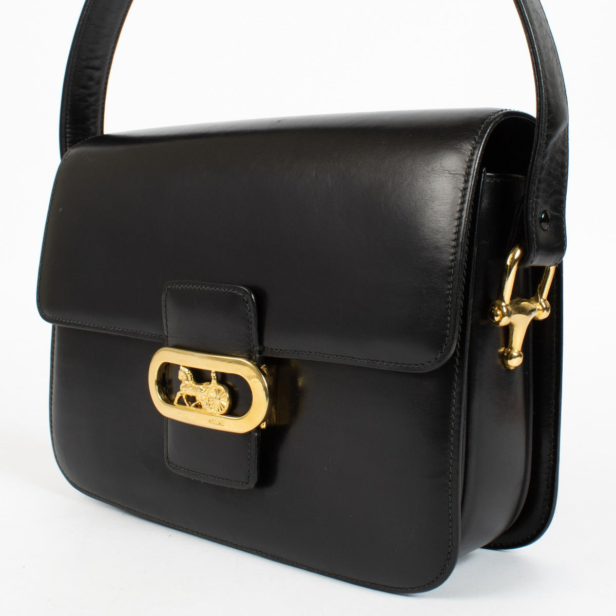 Authentic preloved Celine Black Carriage Shoulder Bag on Labellov.com