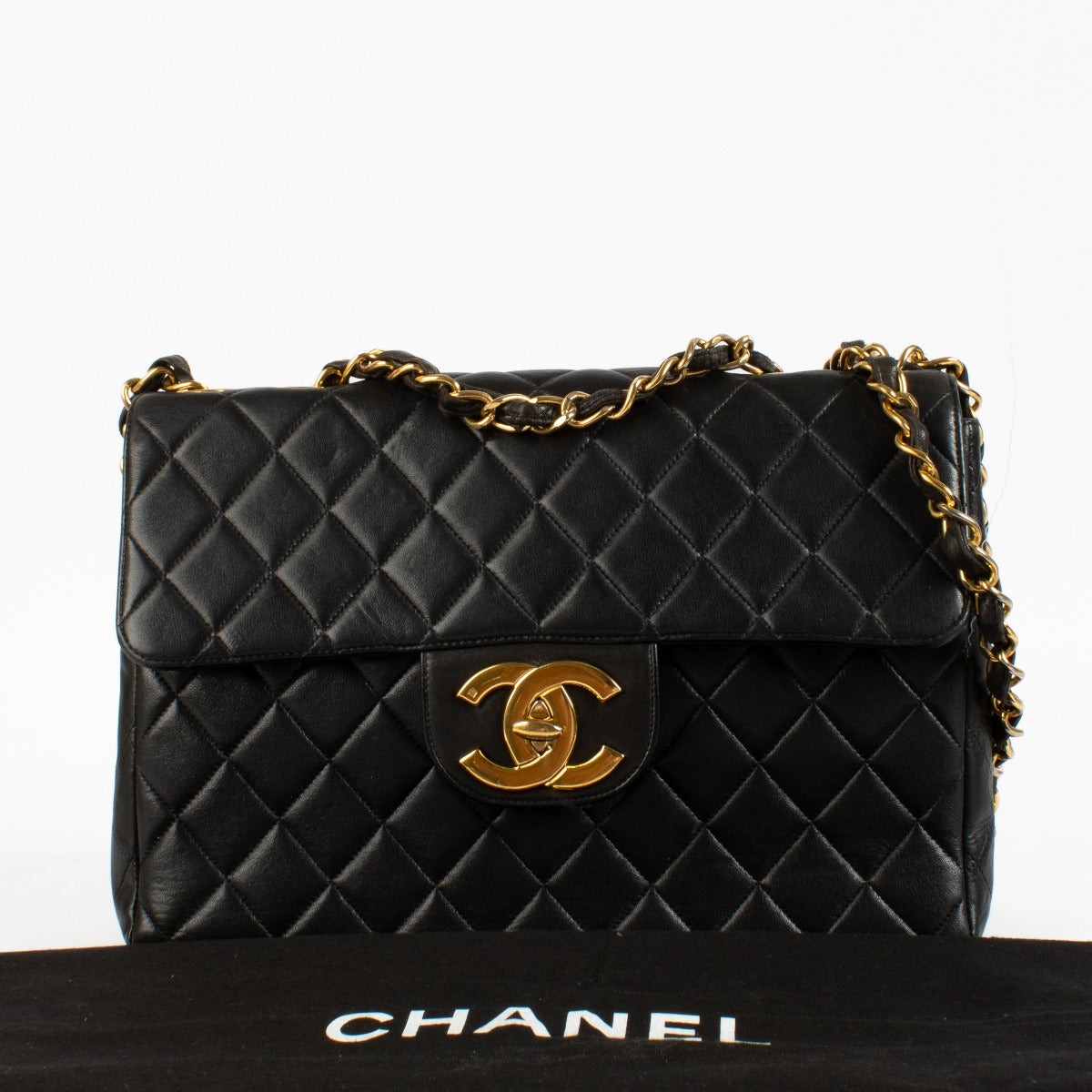 Chanel black Jumbo XL Lambskin Classic flap bag