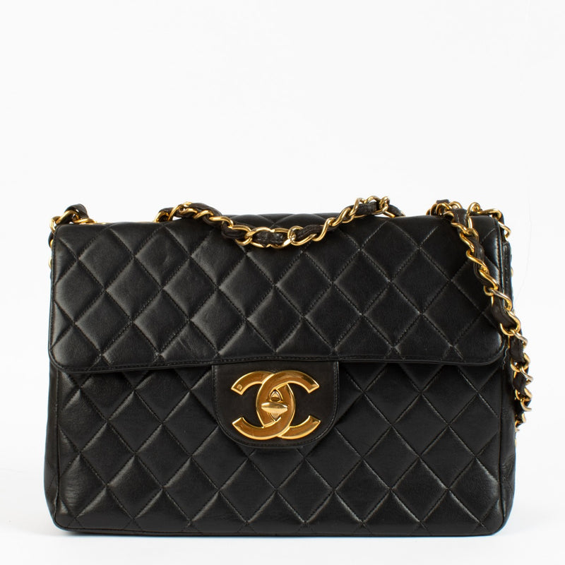 Chanel black Jumbo XL Lambskin Classic flap bag