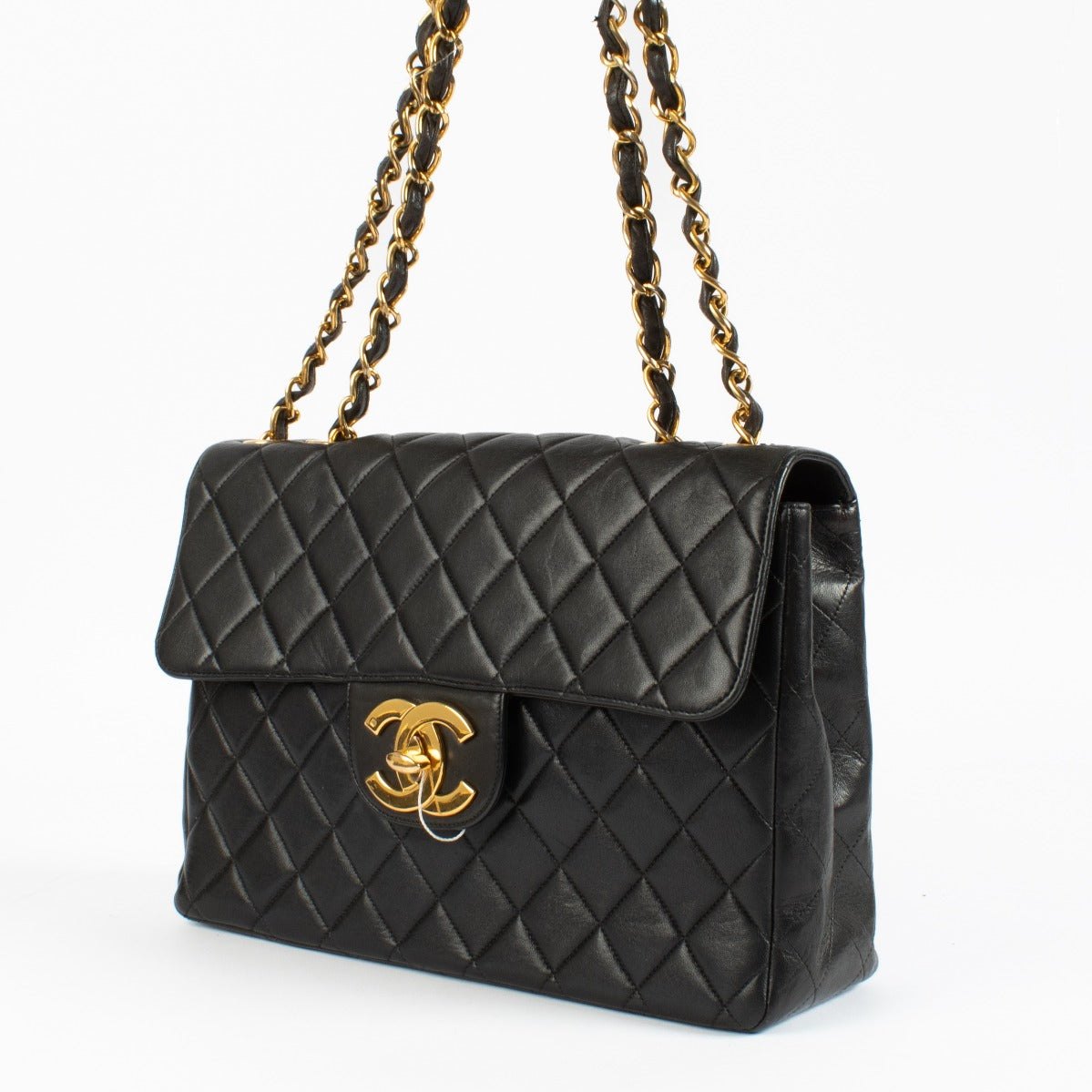 Chanel black Jumbo XL Lambskin Classic flap bag