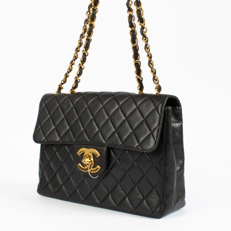 Chanel black Jumbo XL Lambskin Classic flap bag